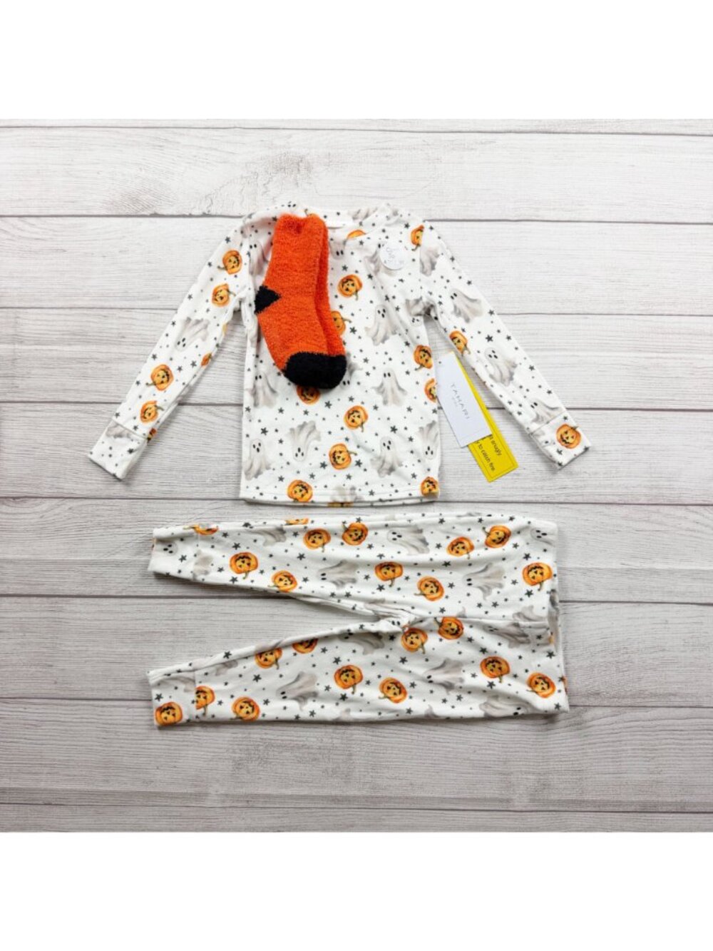 Tahari Kids Halloween Pajama Set Ghost Pumpkin Print Long Sleeve Socks NWT 2T - Picture 2 of 5